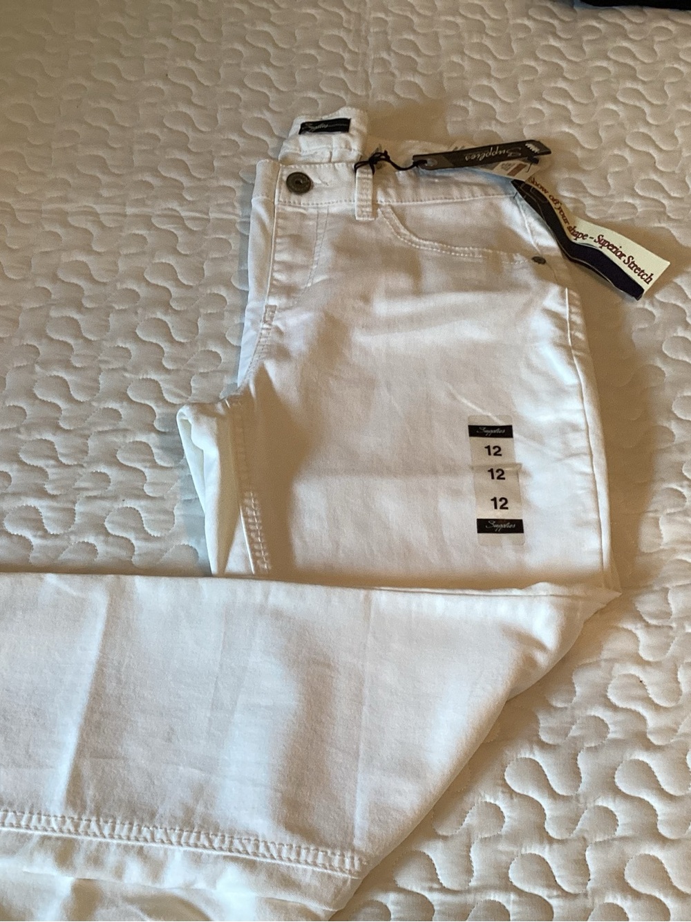NWT,
Simplies White Stretch Women's Jeans - Size 12